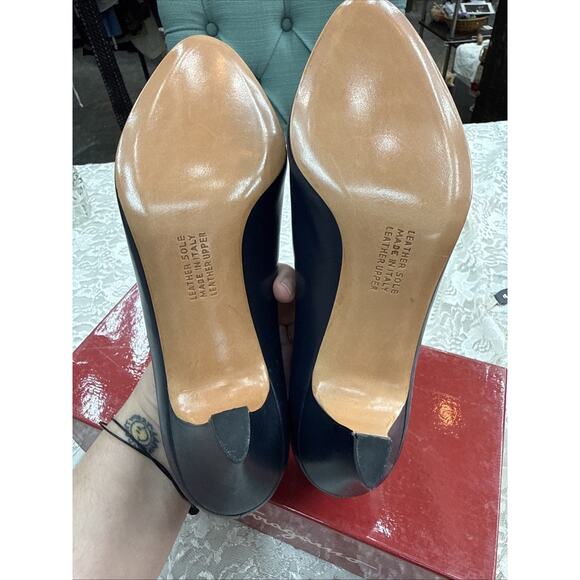 Vintage New 80s Salvatore Ferragamo Womens Heels Size 7.5 B Blue Pump Leather - Picture 7 of 9